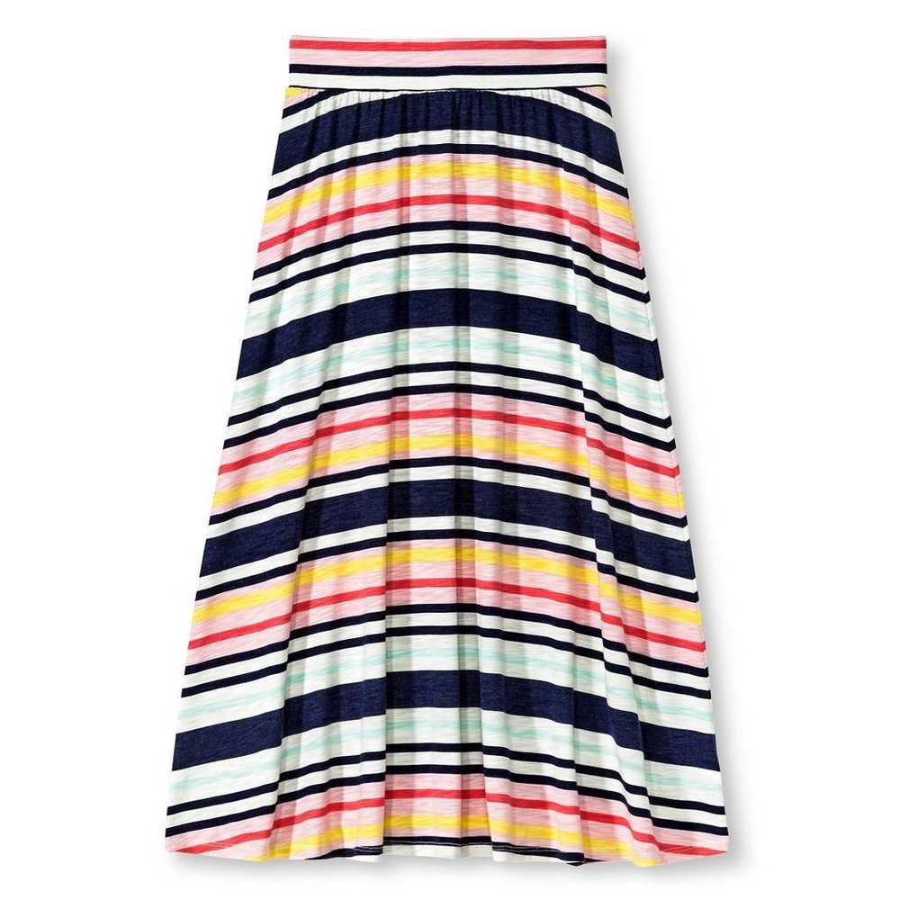 Girls' Cherokee Multi-Colored Stripes Chevron Print Pattern Maxi Long Skirt